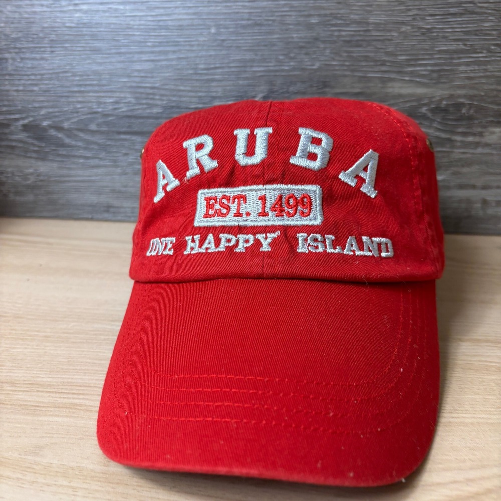 Aruba Hat Cap Strap Back Red One Happy Island‎ Adjustable - Picture 2 of 11